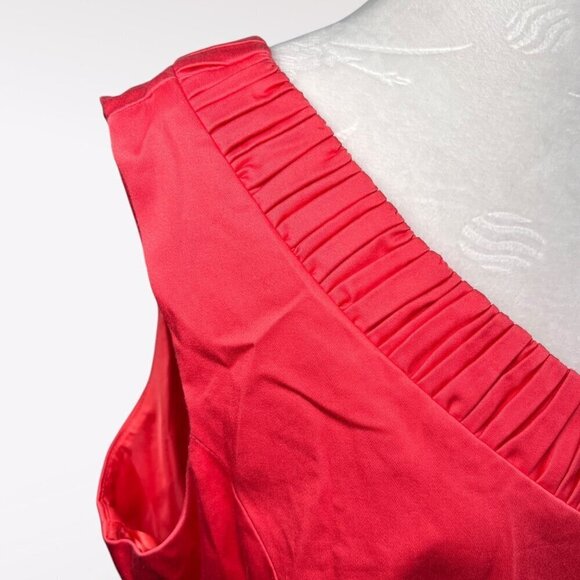 Tahari Arthur S. Levine Papaya Sleeveless Shift Dress V-Neck Size 16 - Picture 8 of 11